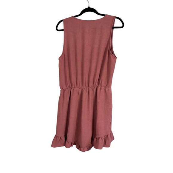 BCBG Romper Women L Pink Ruffle Neutral Minimalist Festival Y2K Feminine Girly - Picture 6 of 13
